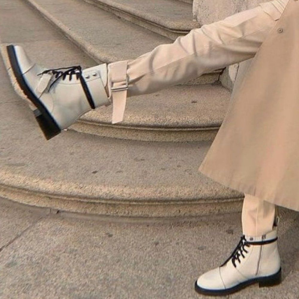 All Saint Off White Donita Lace Up Leather Combat Boots EU 36